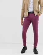 Asos Design Super Skinny Smart Pants In Red Gingham Check