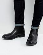 Frank Wright Brogue Chelsea Boots Black Leather-tan