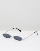 Asos Design Small Metal Oval Sunglasses - Black