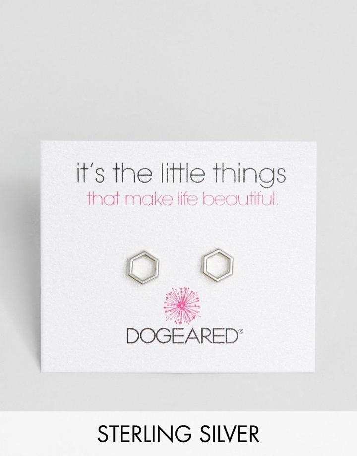 Dogeared Sterling Silver Open Hexagon Stud Earrings - Silver