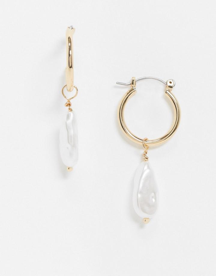 Whistles Irregular Pearl Drop Earrings In Gold