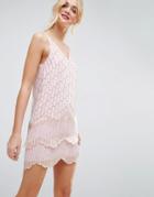 Asos Ultra Mini Embellished Double Hem Mini Dress - Pink