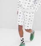Crooked Tongues Shorts In White With All Over Logo Print - White