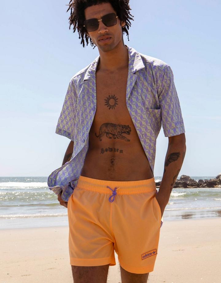 Adidas Originals 'summer Club' Swim Shorts In Orange
