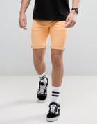 Asos Denim Shorts In Super Skinny Orange - Orange