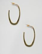 Asos Design Hoop Earrings In Flat Edge Oval Design In Gold - Gold