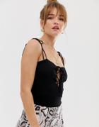 Glamorous Cami Body With Lace Up Front-black