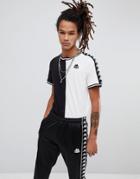 Kappa Banda T-shirt With Popper Fastening In Black - Black