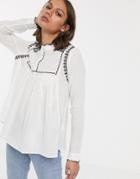 Only Folk Trim Top - White