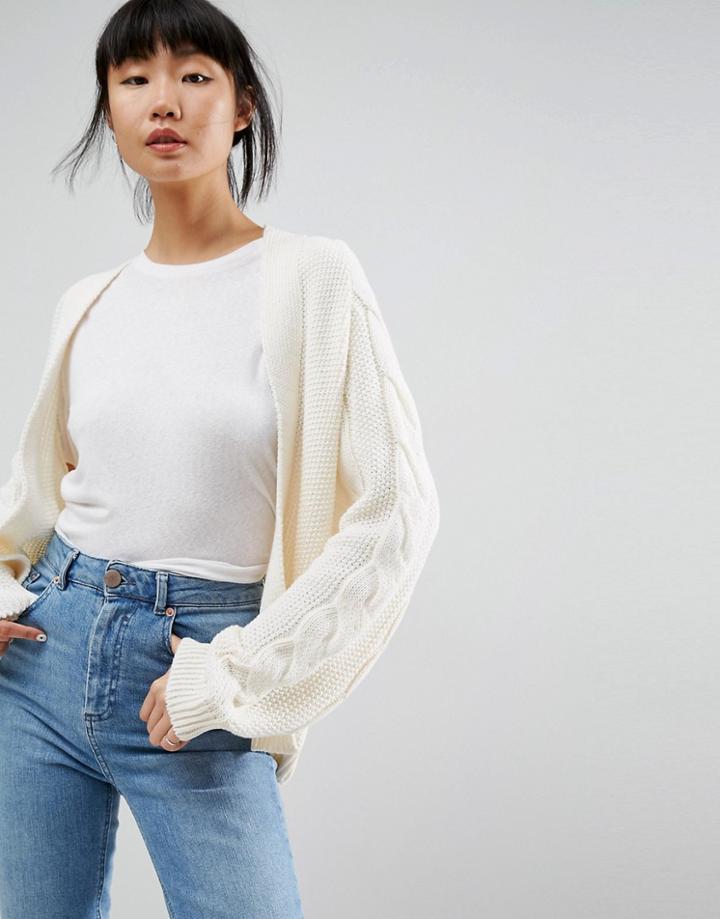 Asos Chunky Cardigan In Oversize And Cable - Cream