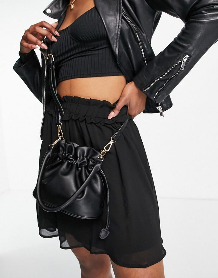 Truffle Collection Drawstring Crossbody Bag In Black