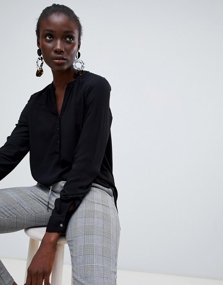 Vero Moda Collarless Blouse - Black