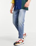 Asos Design Classic Rigid Jeans In 'less Thirsty' 90's Mid Wash-blues