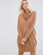 Asos Lounge Sweater Dress With Oversized Cowl Neck - Stone