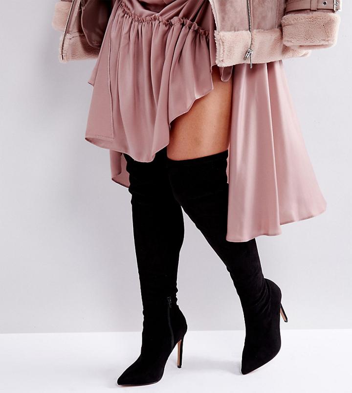 Asos Karla Wide Fit Over The Knee Boots - Black