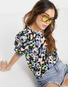 Vero Moda Floral Top In Black