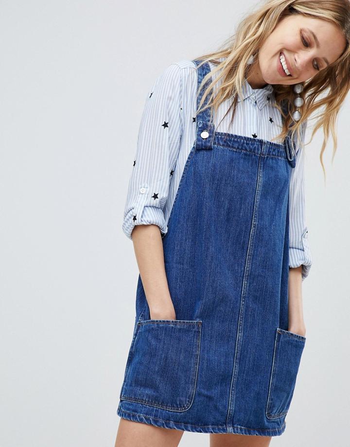 Mango Overall Dress - Blue