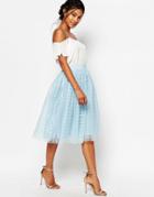 Boohoo Boutique Grid Tulle Skirt - Blue