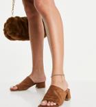 Asos Design Wide Fit Hadley Block Heeled Mules In Tan-brown