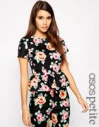 Asos Petite Exclusive Floral Printed Textured Peplum Top - Multi