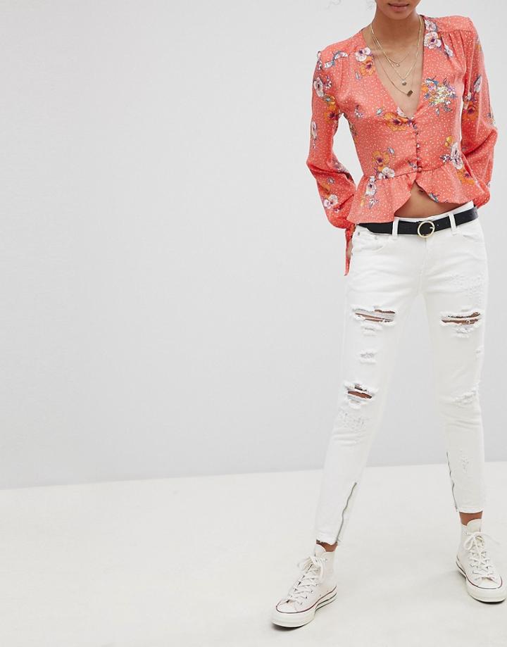 Glamorous Ripped Skinny Jeans-white