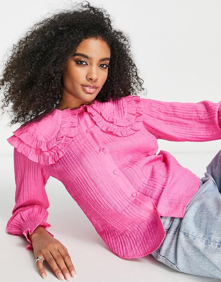 Y.a.s Frill Detail Blouse In Pink
