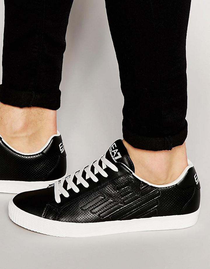 Ea7 Logo Perforated Sneakers - Black