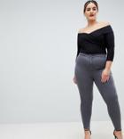 Asos Design Curve Rivington High Waisted Jeggings In New Cara Gray Wash - Gray