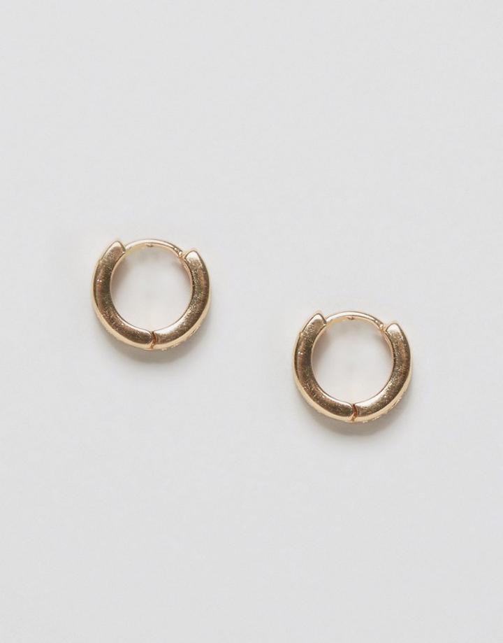 Asos Brass Plated Mini Cut Out Hoop Earrings - Gold