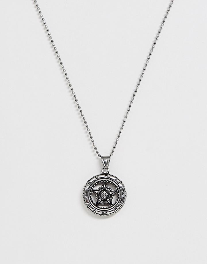 Seven London Cut Away Compass Pendant In Silver - Silver