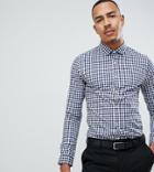 Asos Design Tall Slim Smart Work Shirt With Check - Blue