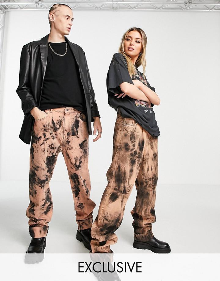 Reclaimed Vintage Inspired Unisex Grunge Print Jeans In Multi - Multi