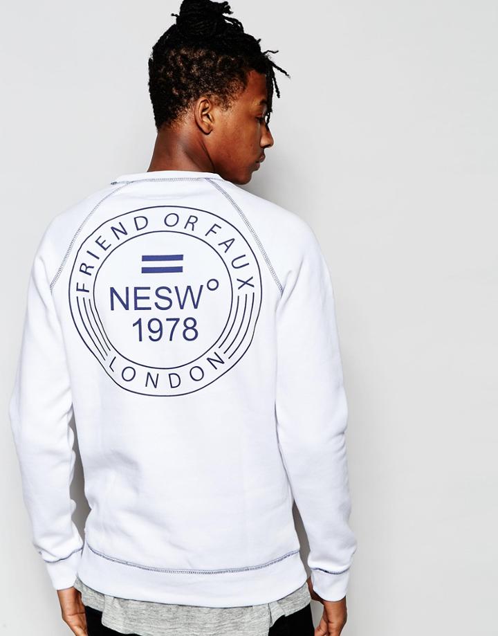 Friend Or Faux Sweatshirt Circle Logo Back Print - White