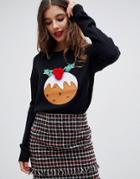 Brave Soul Pud Christmas Sweater With Pom Poms - Black