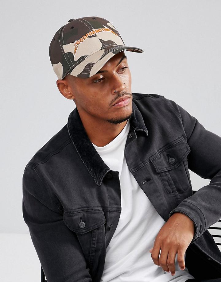 Good For Nothing Baseball Cap In Camo With Logo - Green
