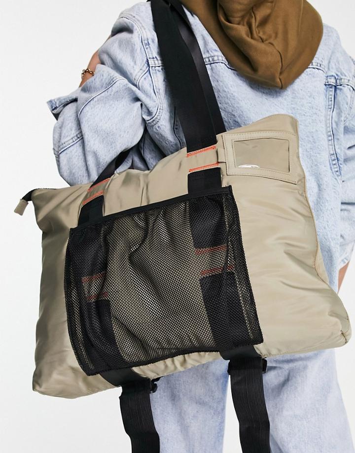 Topshop Sustainable Webbing Tote Bag In Stone-neutral