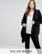 Elvi Black Waterfall Zip Cardigan - Black