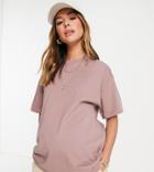 Asos Design Maternity Ultimate Oversized T-shirt In Fawn-brown