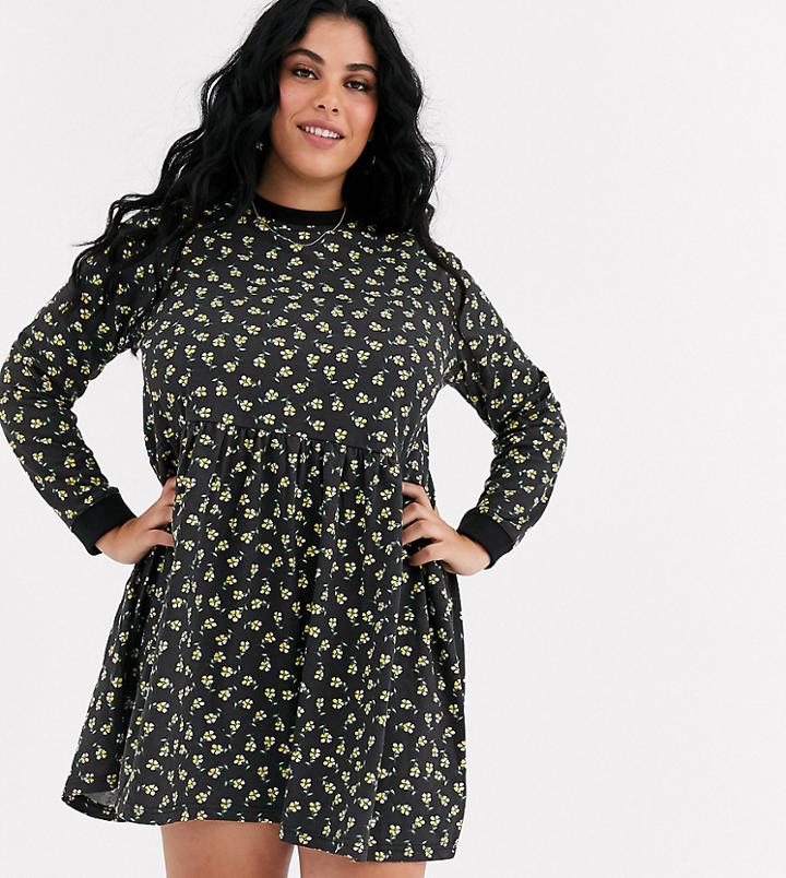 Daisy Street Plus Mini Smock Dress In Floral