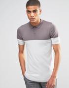 Asos Muscle Fit Knitted Polo In Color Block - Flat Gray