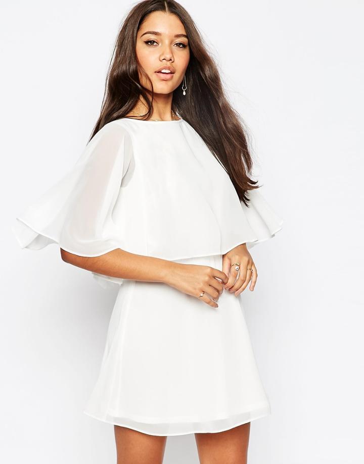Asos Crop Cape Mini Skater Dress - Navy