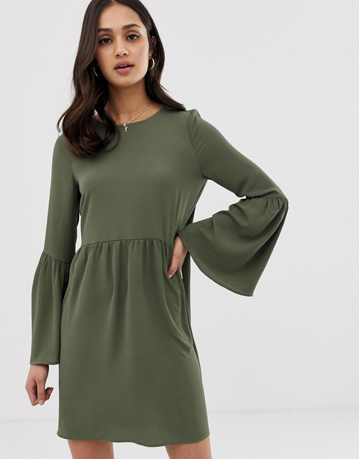 Asos Design Fluted Sleeve Smock Mini Dress