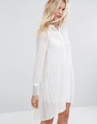Sisley Shirt Dress With Lace Trims - Cream