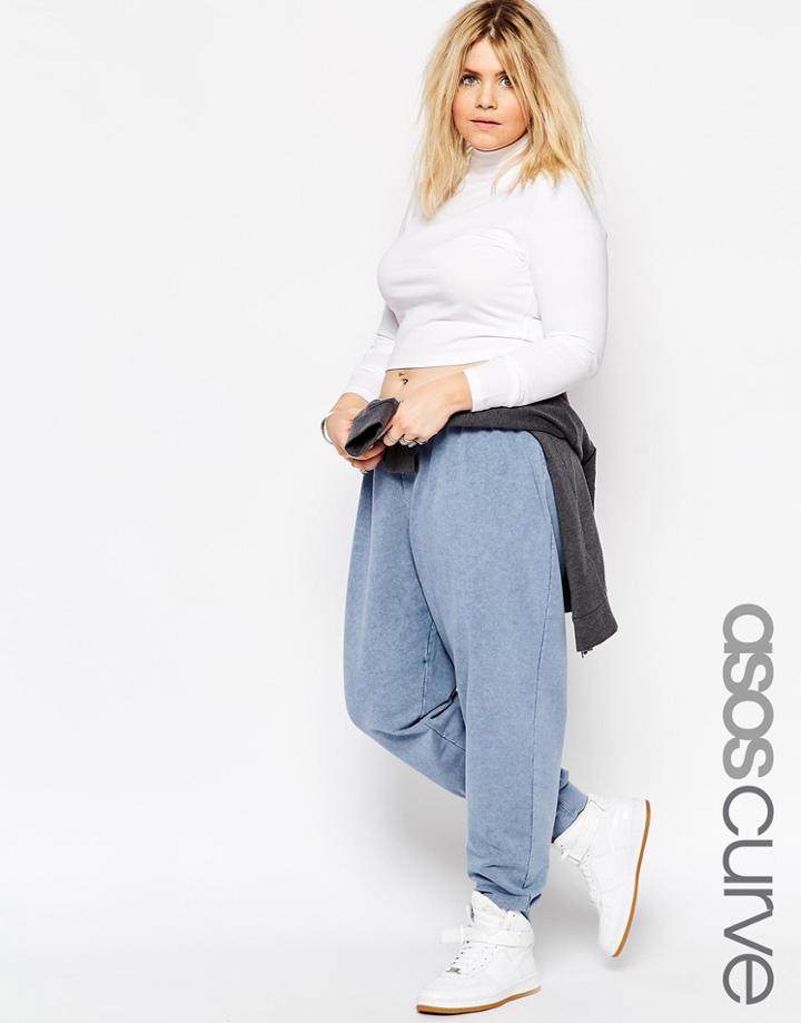 Asos Curve Denim Look Jogger - Blue