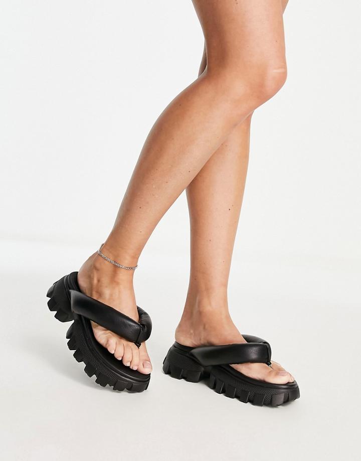 Truffle Collection Super Chunky Padded Sandals In Black