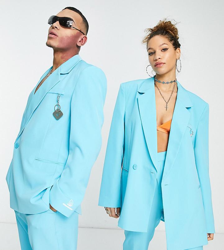 Collusion Unisex Oversized Blazer In Blue - Part Of A Set