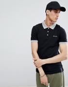 Gio Goi Polo In Black With Stripe Under Collar - Black