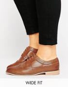 Asos Mai Wide Fit Leather Brogues - Tan