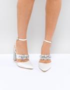 Be Mine Bridal Lucid Ivory Satin Embellished Heeled Shoes - White