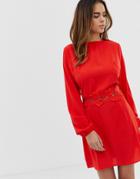 Ax Paris Long Sleeve Mini Dress - Red